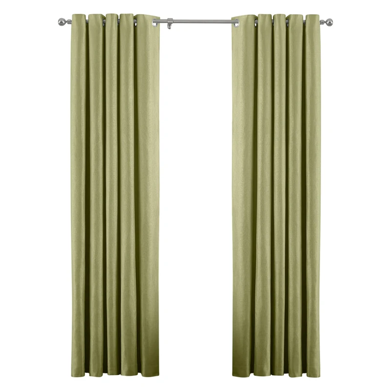 Riva Paoletti Atlantic Ringtop Eyelet Curtains (Pair) - Green - Woven Twill Fabric - Ready Made - 100% Polyester - 168cm width x 229cm drop (66" x 90" inches) - Designed in the UK | ATLANTI/RT2/GRE