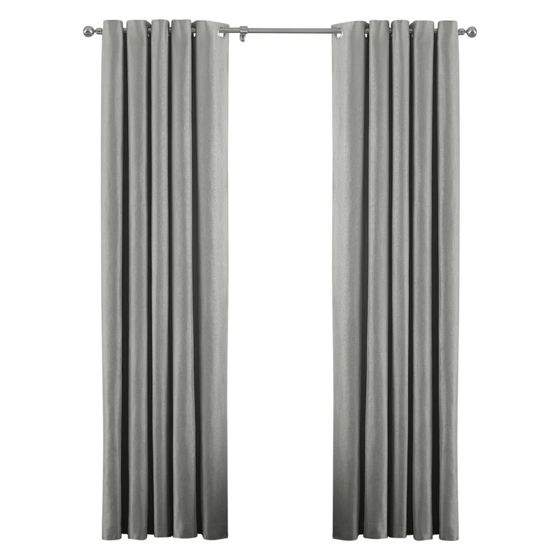 Riva Paoletti Atlantic Ringtop Eyelet Curtains (Pair) - Grey - Woven Twill Fabric - Ready Made - 100% Polyester - 229cm width x 137cm drop (90" x 54" inches) - Designed in the UK