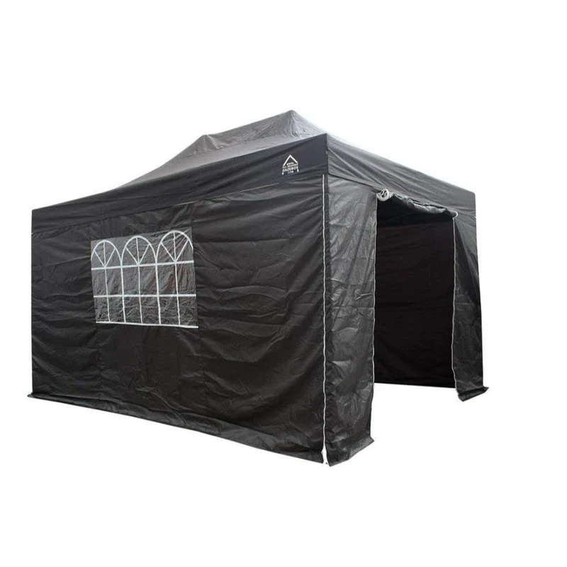 All Seasons Gazebos 3x4.5m Waterproof Pop Up with Side Walls & Accessories | Heavy Duty, High-Grade Materials (Black)
