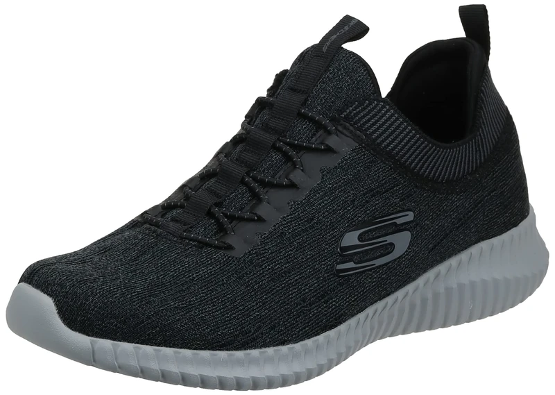 Skechers Men's Elite Flex Hartnell Trainers, Black Gray Mesh Trim, 7.5 UK