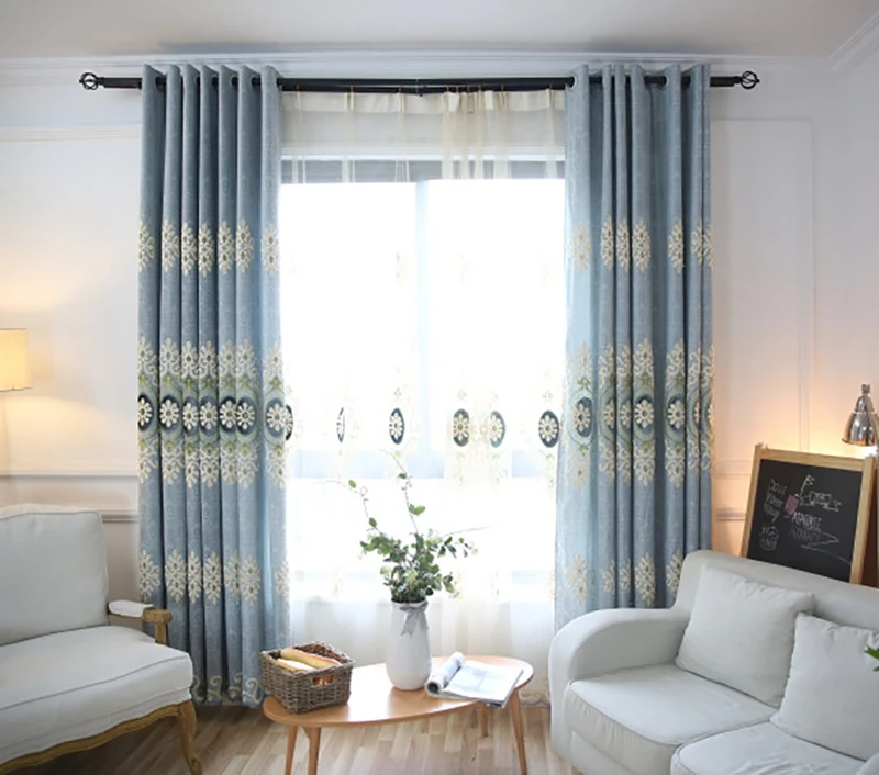 VOGOL Simple Chenille Jacquard Blackout Window Elegance Curtains/Drapes/Panels/Treatments for Bedroom Living Room, 60x106, Top Grommets (2 Panels)