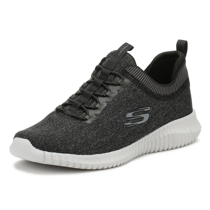 Skechers Mens Elite Flex Hartnell Trainers, Black Gray Mesh Trim, 8.5 UK