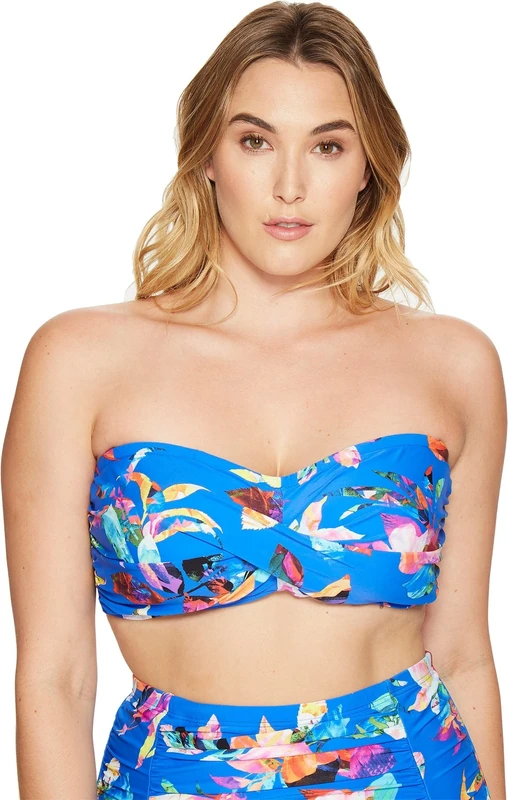 La Blanca Women's Plus Size Bandeau Hipster Bikini Swimsuit Top