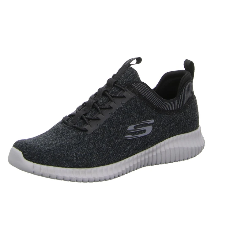 Skechers Mens Elite Flex Hartnell Trainers, Black Gray Mesh Trim, 10.5 UK