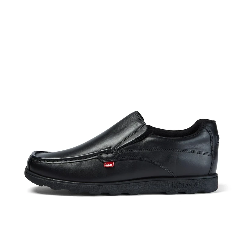 Kickers Men's Fragma Slip On Moc Toe Comfortable Leather Shoes | Smart Everyday School Look | Easy Slip-On Style, Cushioned for All-Day Wear, Black, 12 UK