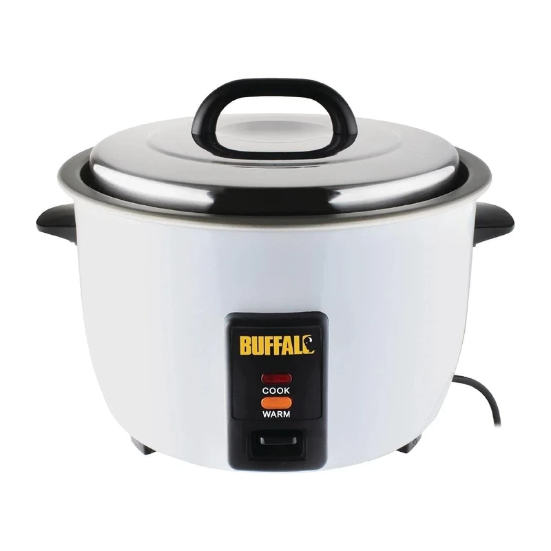 Buffalo 1055kW Commercial Rice Cooker 4Ltr, White, Rice Capacity: 10 Litre Cooked / 4.2 Litre Dry, Non-Stick Pot, Auto Switch from Cook to Warm, Rice Measure and Spatula Included | CN324