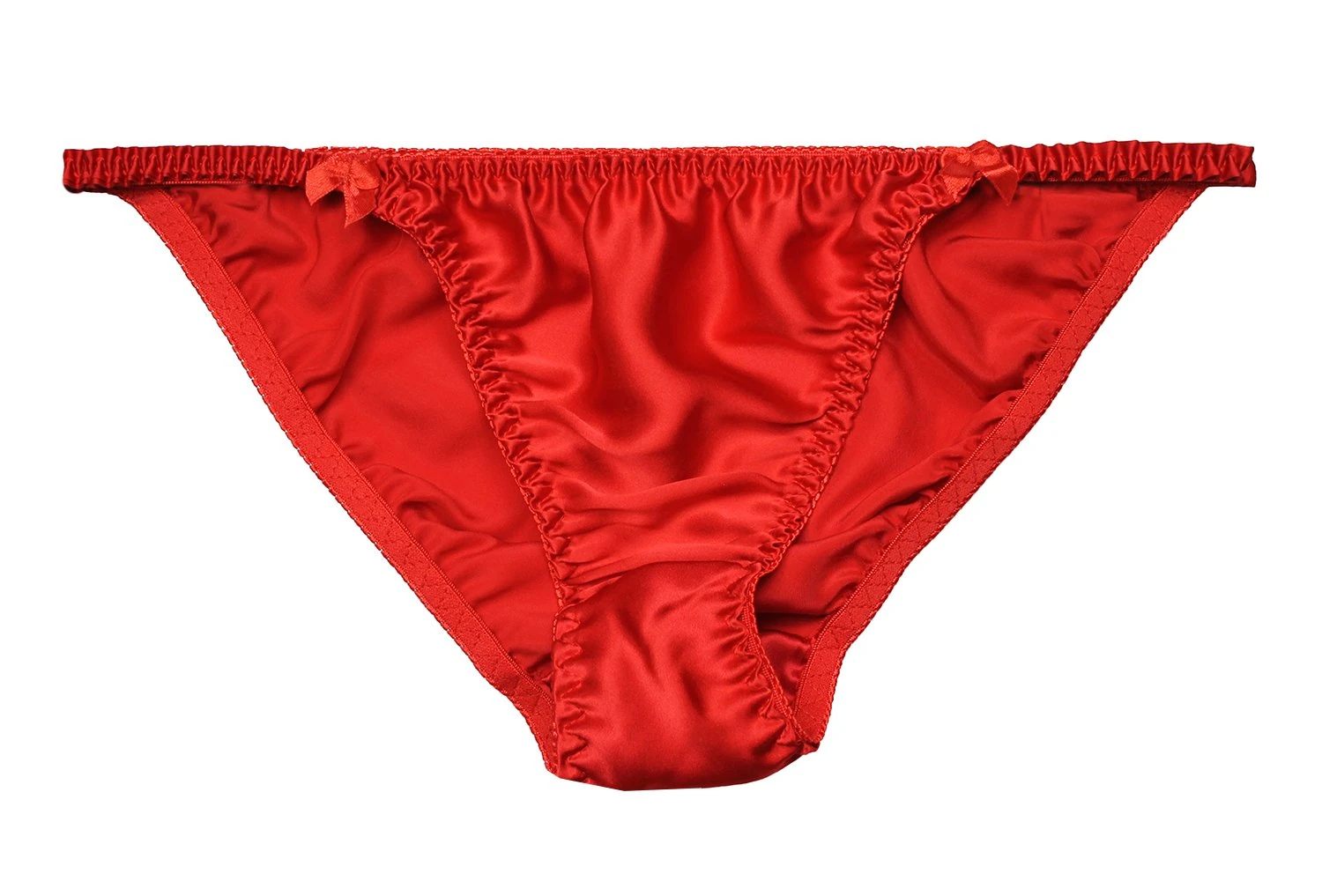 LSHARON Women's Sexy 100% Mulberry Silk Thong G-String Lingerie Underwear Briefs Panties (M(Tag L), Red)