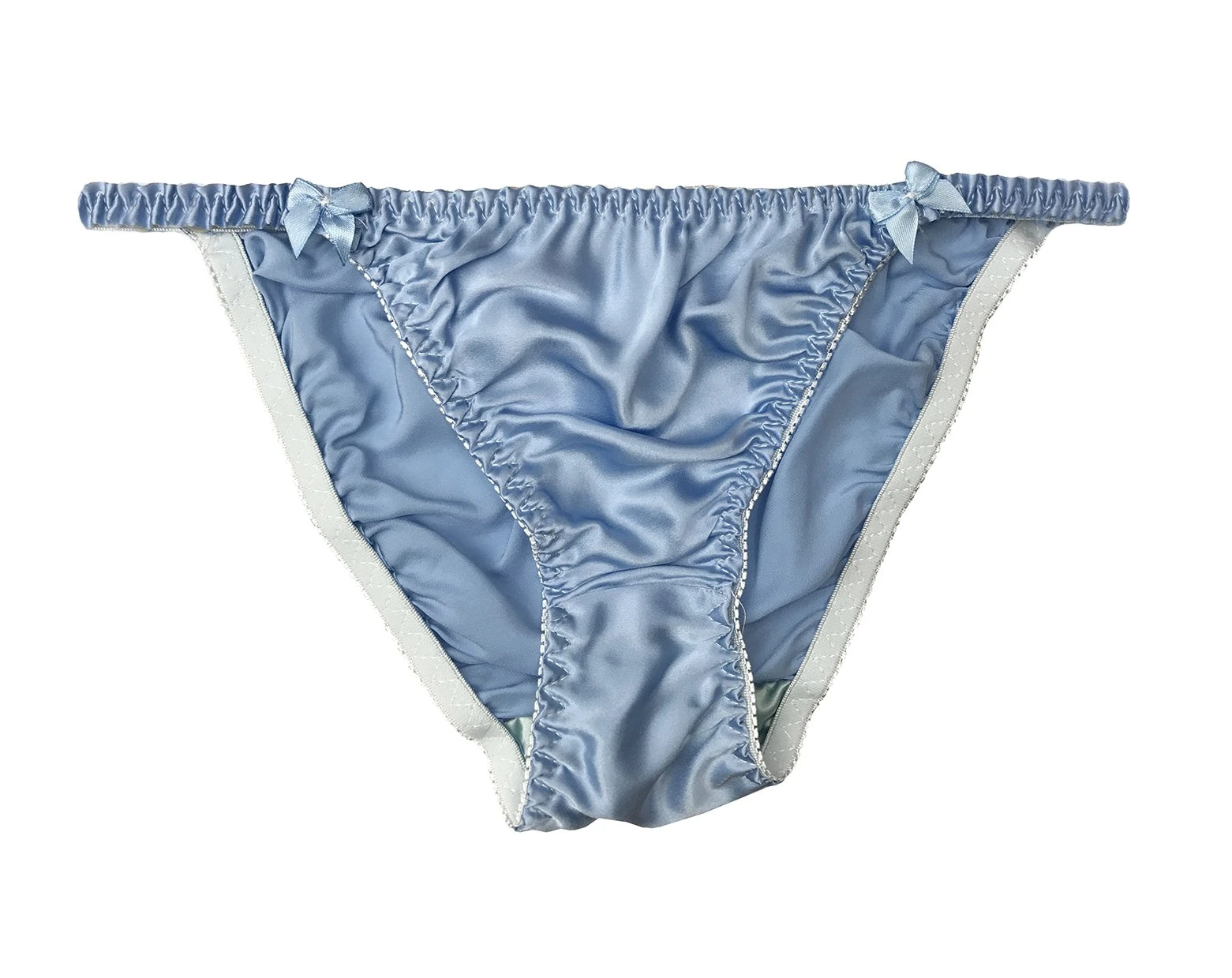 LSHARON Women's Sexy 100% Mulberry Silk Thong G-String Lingerie Underwear Briefs Panties (M(Tag L), Blue)