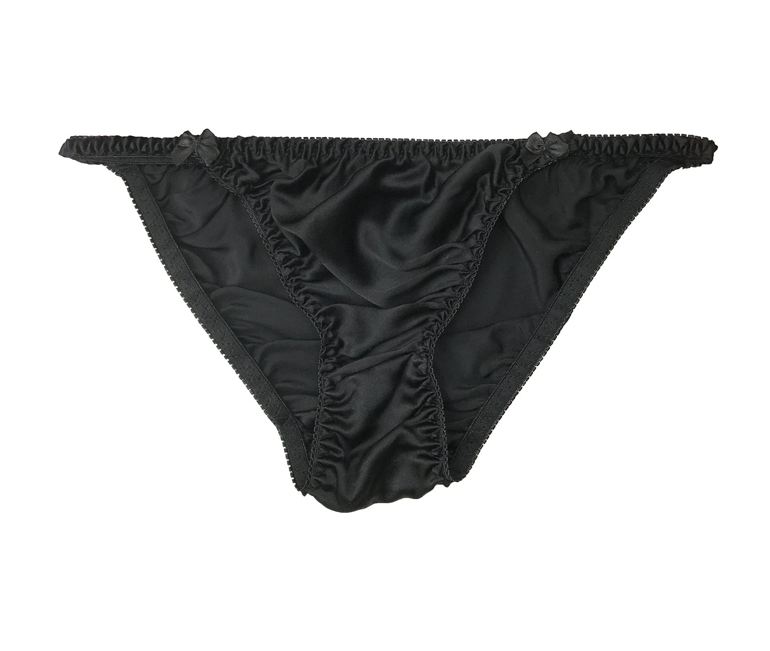 LSHARON Women's Sexy 100% Mulberry Silk Thong G-String Lingerie Underwear Briefs Panties (M(Tag L), Black)