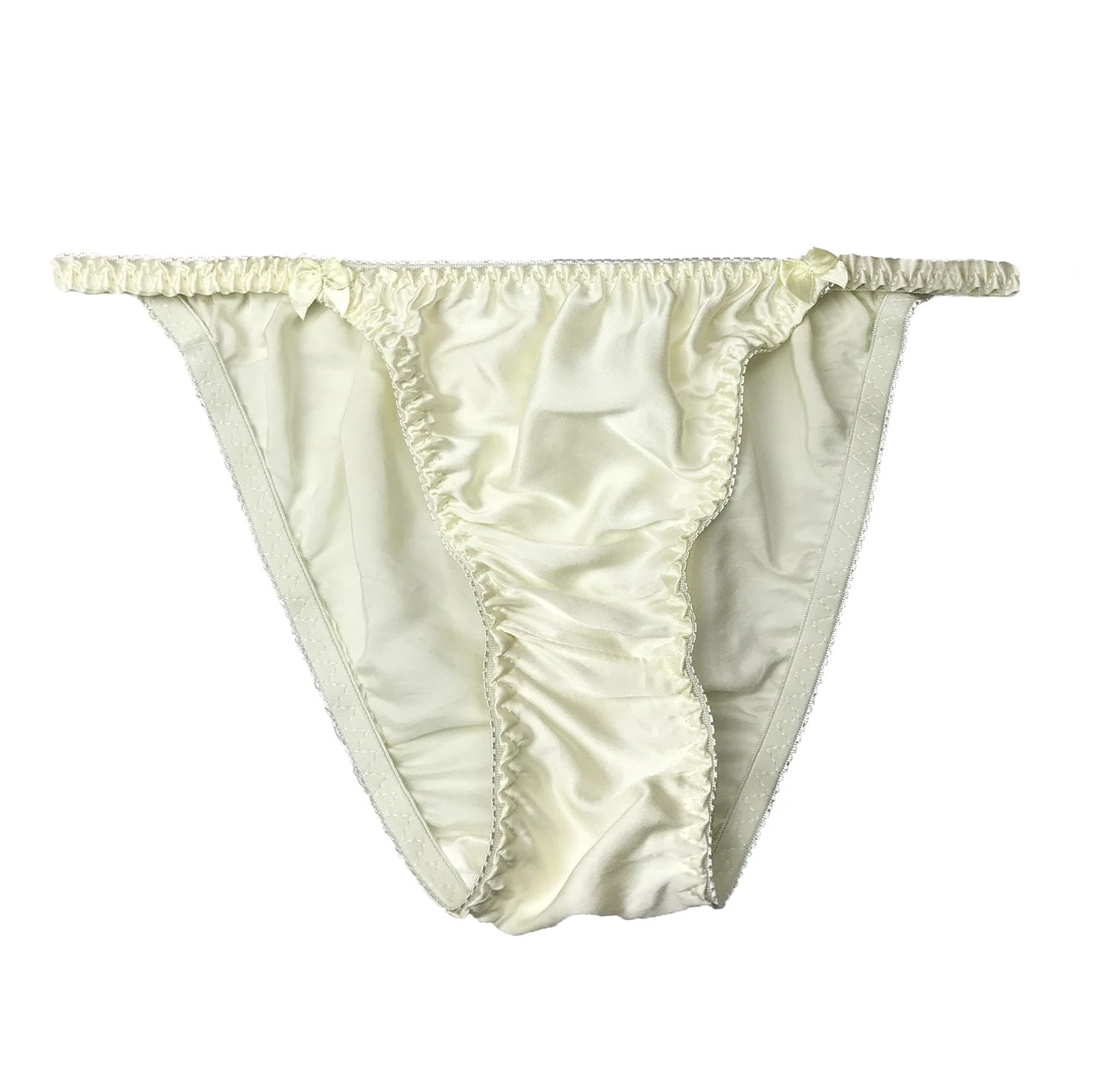 LSHARON Women's Sexy 100% Mulberry Silk Thong G-String Lingerie Underwear Briefs Panties (M(Tag L), Beige)