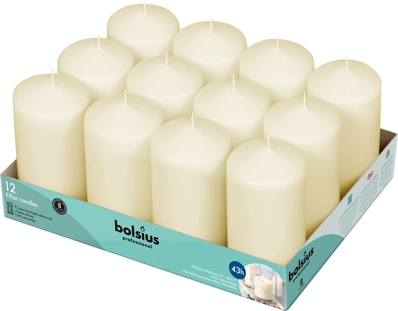 Bolsius Pillar Candles Ivory Tray 12