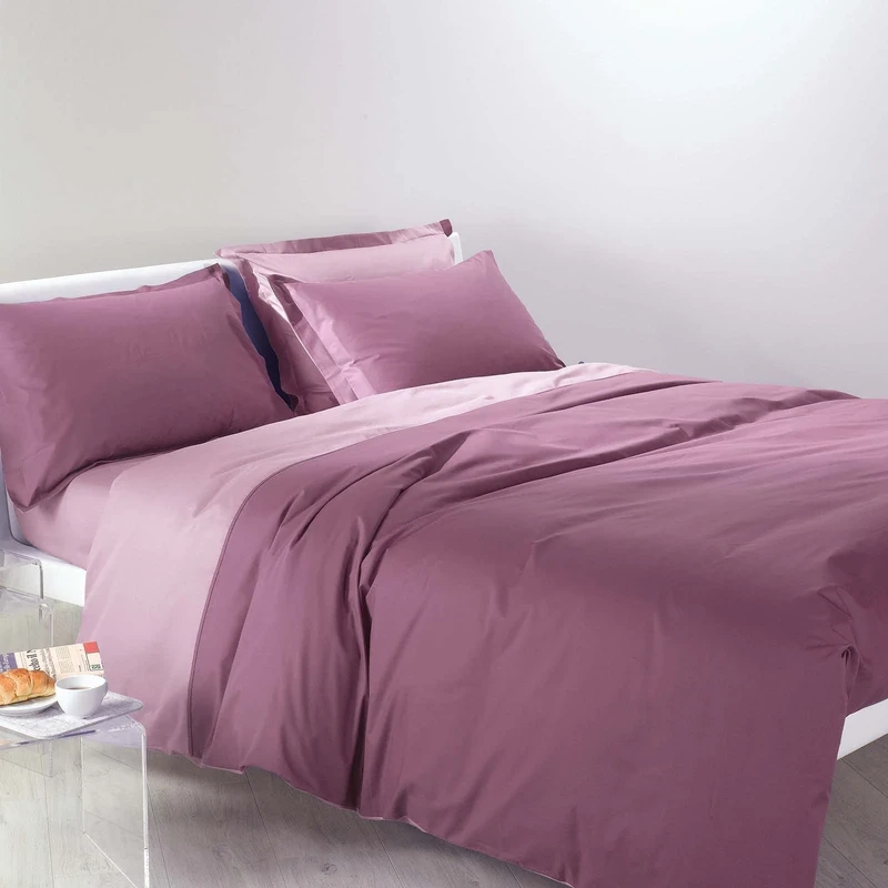 Caleffi Bicolor Duvet Cover Set, Cotton, Orchid, Single, 64656