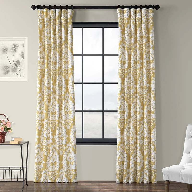 HPD Half Price Drapes PRTW-D46A-108 Printed Cotton Twill Curtain (1 Panel), 50 X 108, Lacuna Sun - Image 1