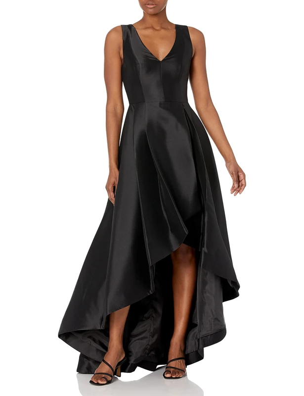 Calvin Klein Women's Sleeveless V-Neck High Low Dress Formal, Black, 14 - Image 1