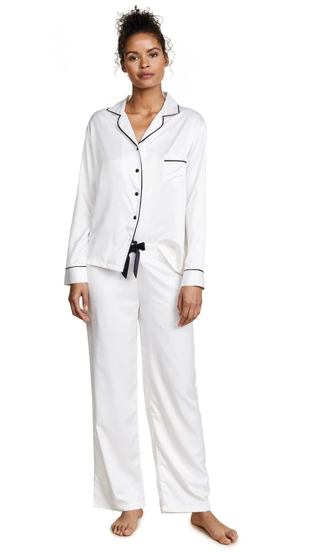 Bluebella Women's Claudia Pyjama Sets, White (Cream/Black), 8