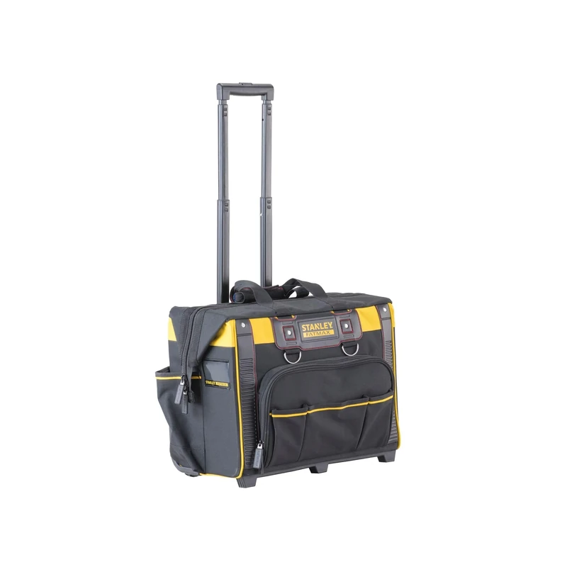 STANLEY FATMAX Open Mouth Rolling Rigid Tool Bag Trolley, Multi-Pockets Storage Organiser, FMST1-80148 , Black