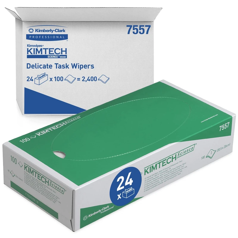 Kimtech Science Precision Wipes 7557 - 24 cartons x 100 sheets, 2 ply, white
