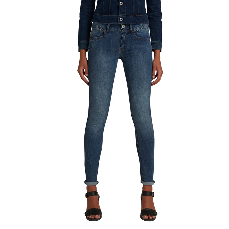 G-Star Women's Lynn D-Mid Waist Super Skinny Jeans, Blue (Medium Aged D06333-9136-071), 26W / 32L