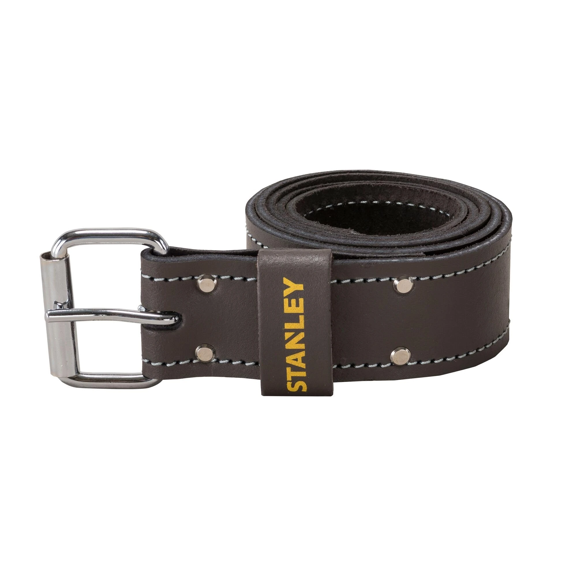 Stanley , Dark Brown Leather Tool Belt for Tool Holsters and Pouches, with Adjustable Roller Buckle, STST1-80119