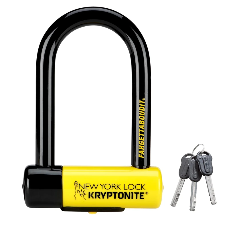Kryptonite New York Fahgettaboutit Mini Bike U-Lock, Heavy Duty Anti-Theft Bicycle U Lock, 18mm Shackle with Keys, Ultimate Security Lock for Bicycles E-Bikes Scooters