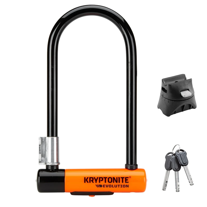 Kryptonite Evolution Standard Bike U-Lock, Heavy Duty Anti-Theft Bicycle U Lock, 14mm Shackle with Mounting Bracket and Keys, High Security Lock for Bicycles Scooters