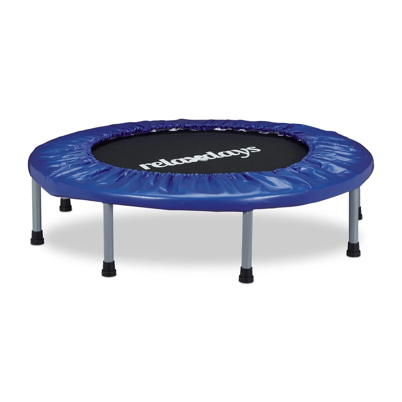 Relaxdays Folding Trampoline, Indoor, Fitness, HxWxD: 22 x 95 x 95 cm, Max User Weight 100 kg, Blue-Black