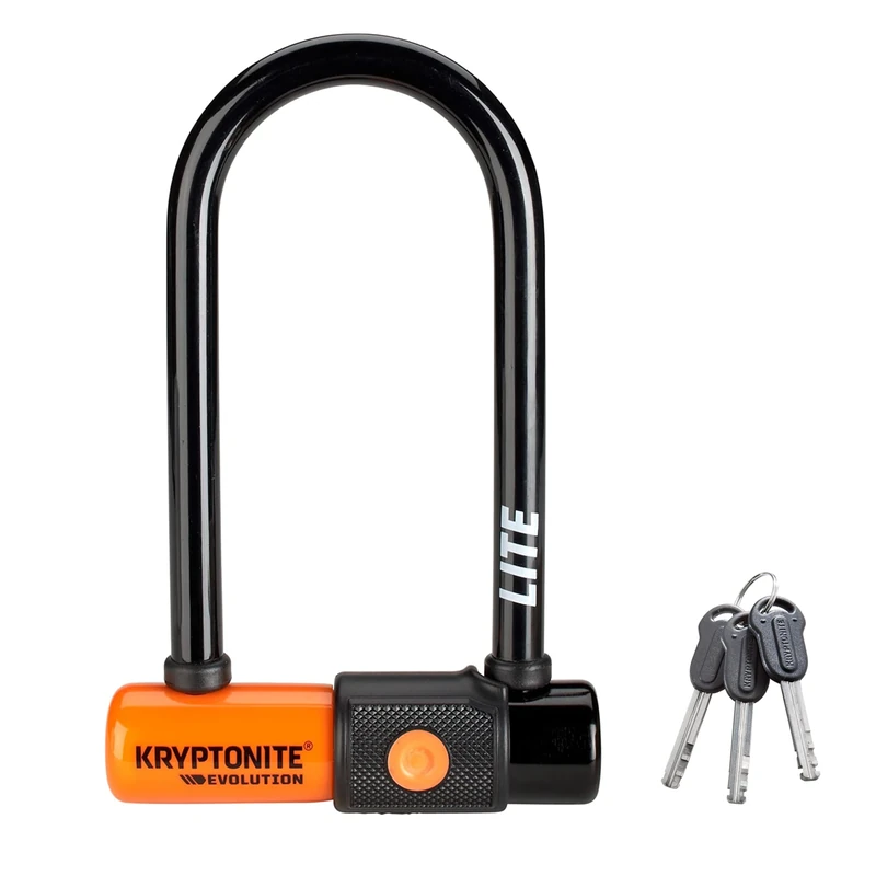 Kryptonite Evolution Lite Mini-6 Bike U-Lock, Lightweight Anti-Theft Bicycle U Lock, 11mm Steel Shackle with Keys, High Security Lock for Bicycles Scooters