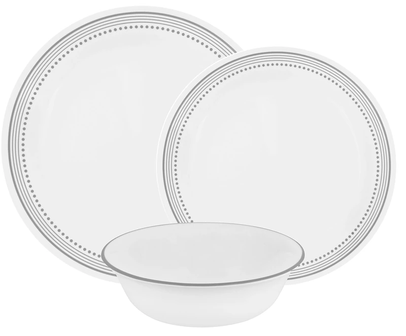Corelle Mystic Gray Chip and Break Resistant Dinner Set for 4 Person, Grey, 12-Piece