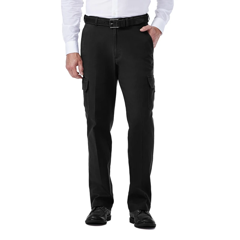 Haggar HC00225 Men's Stretch Comfort Cargo Pant, Black - 36 29 - Image 1