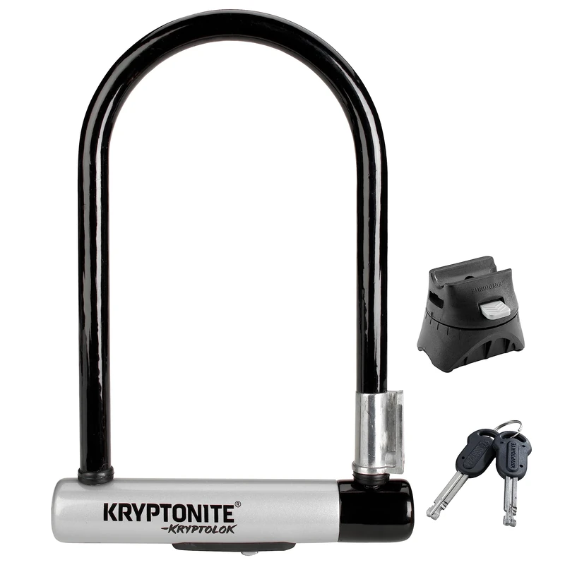 Kryptonite Kryptolok ATB Bike U-Lock, Heavy Duty Anti-Theft Sold Secure Gold U Lock, 12.7mm Shackle with Mounting Bracket and Keys, High Security Lock for Wide Tires E-Bike Scooter Road Mountain Bike