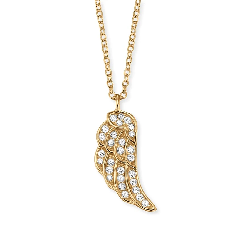 Engelsrufer Wing Necklace with Pendant for Women Gold Plated 925 Sterling Silver White Zirconia Length 40 cm (15.75") + 4 cm (0.16") - Image 1