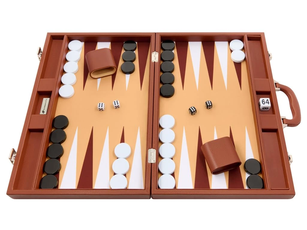Silverman & Co. 19-inch Premium Backgammon Set - Desert Brown Board - 2 Players - Adult