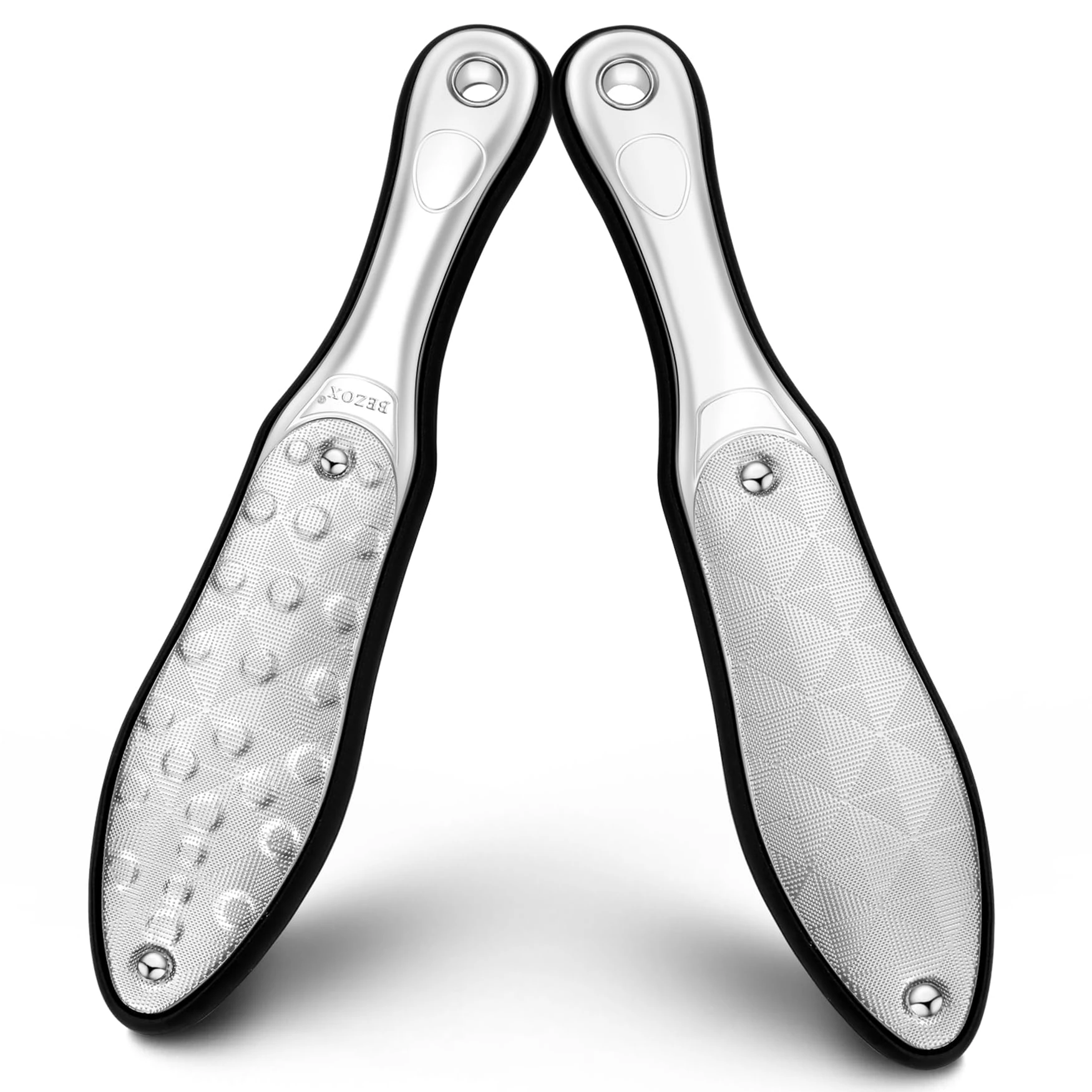 BEZOX Heavy Duty Stainless Steel Full Body Foot File, Professional Double Side Pedicure File, Dead Hard Cracked Skin Calluses Remover, Portable Foot Care Tool（Green