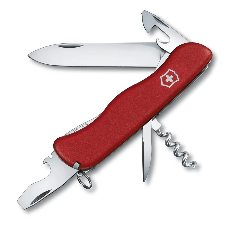 Victorinox Picknicker Swiss Army Pocket Knife, Large, Multi Tool, 11 Functions, Locking Blade, Red