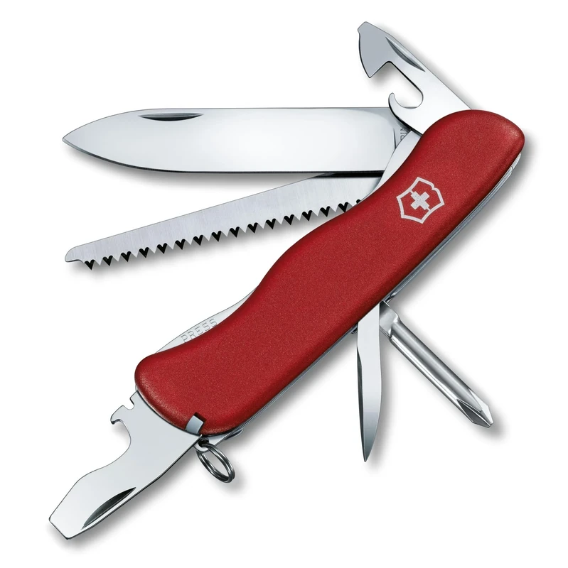 Victorinox Trailmaster Swiss Army Pocket Knife, Large, Multi Tool, 12 Functions, Large Locking Blade, Red