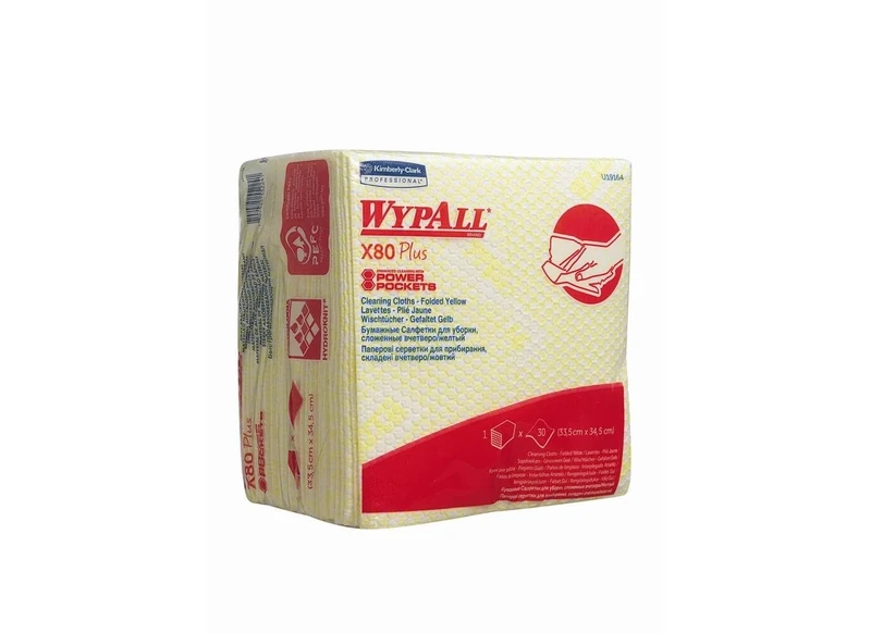KCP 19164 Wypall X80 Plus, Quarter Folded, Yellow (Pack of 240)