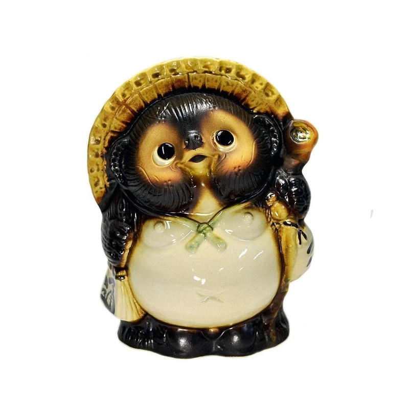 Shigaraki Pottery Fuku pour Chien de Raton Laveur 8,66'' Tanuki fabriqué au Japon