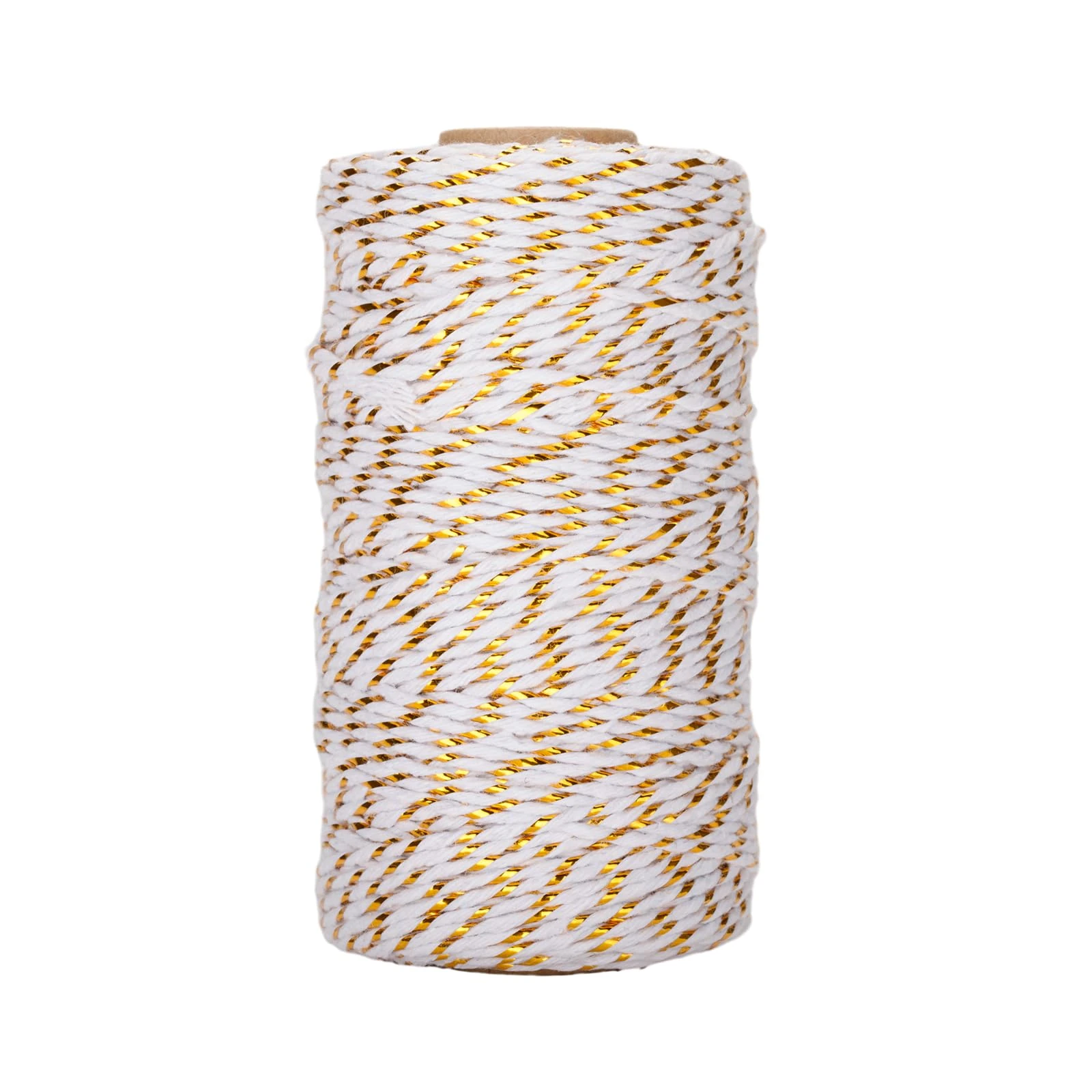 jijAcraft Gold White Cotton String: 100M Christmas String for Gift Wrapping, 2MM Durable Gold and White Cotton Twine for Crafts, Packing, Christmas Decorations