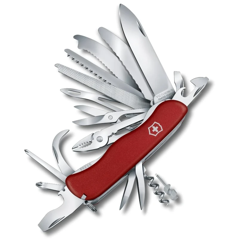 Victorinox Work Champ Swiss Army Knife, Large, Multi Tool, 31 Functions, Large Locking Blade, Red