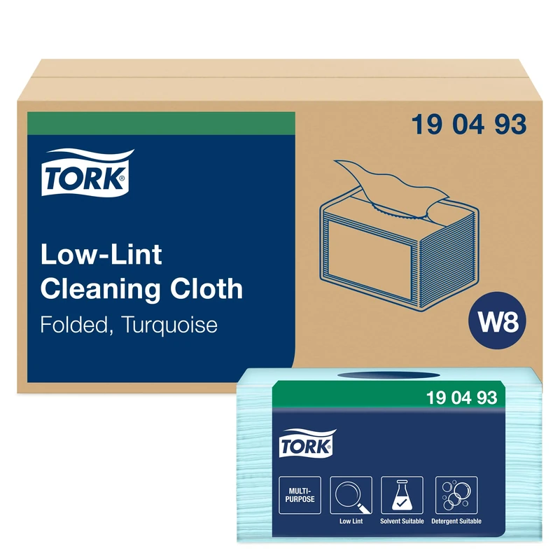 Tork Turquoise W8 Cleaning Cloths, 600 Sheets, 75 Count, 1-Ply, Lint Free, Compatible with W8 Dispensers