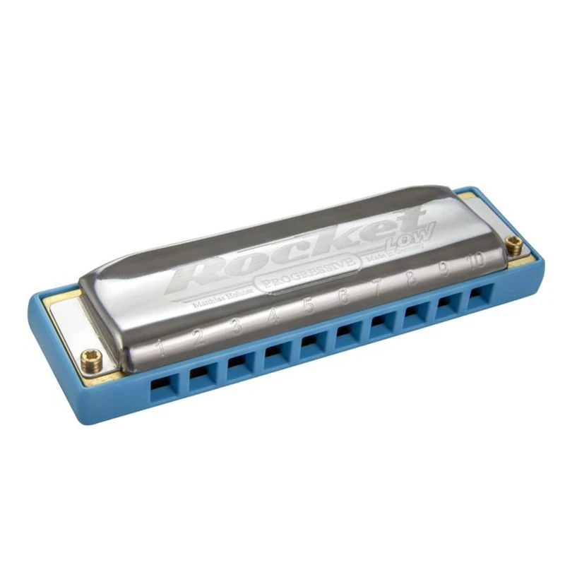 Hohner Harmonica Rocket-Low C, B Flat, Brass Reed Plates, Diatonic, 20 Reeds, Blue, Made in Germany