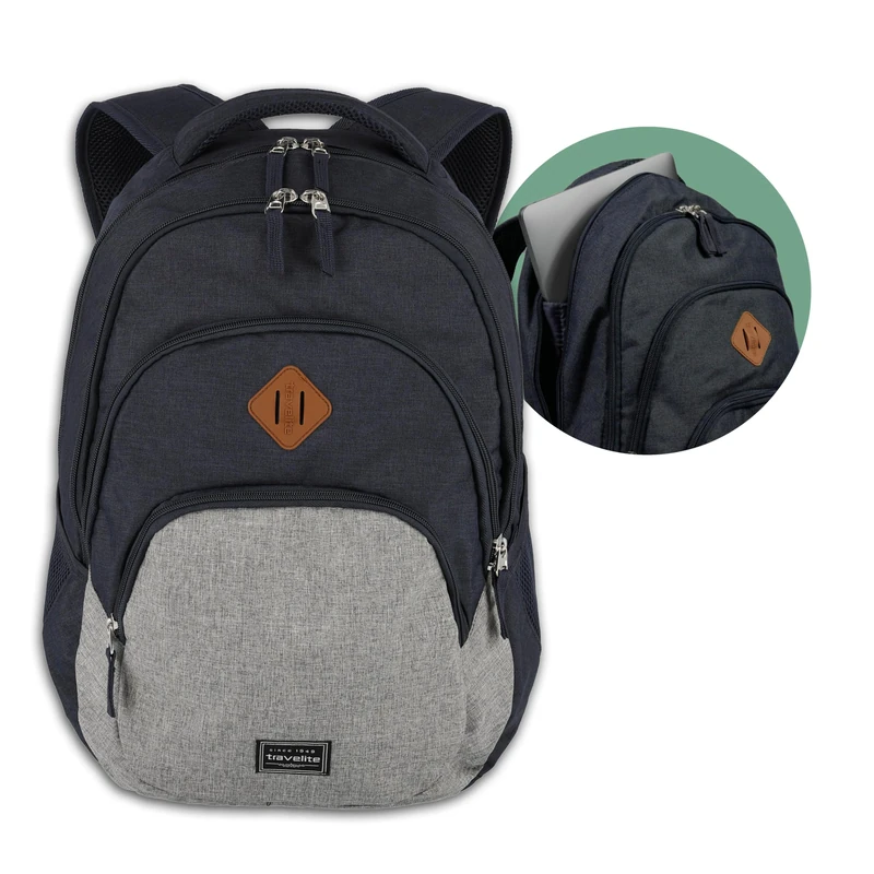 travelite hand luggage backpack, laptop backpack 15.6 inch, BASICS, daypack, daypack with many compartments, 45 cm, 22 liters