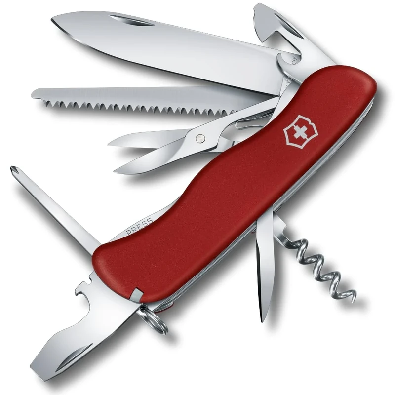 Victorinox Outrider Swiss Army Knife, Large, Multi Tool, Camping Knife, 14 Functions, Blade, Scissors, Red