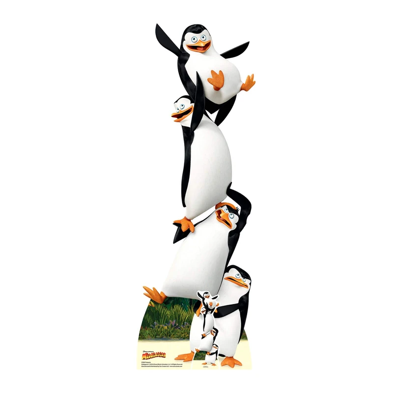 Star Cutouts Ltd SC969 Madagascar Penguins Topsy Turvy, Cardboard, Multi Colour, 160 x 57 x 160 cm - Image 1