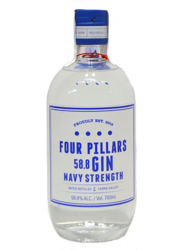 Four Pillars Navy Strength Gin, 70cl - Award Winning Premium Australian Gin - With 9 Signature Botanicals, Fresh Ginger and Turmeric - Ideal for cocktails