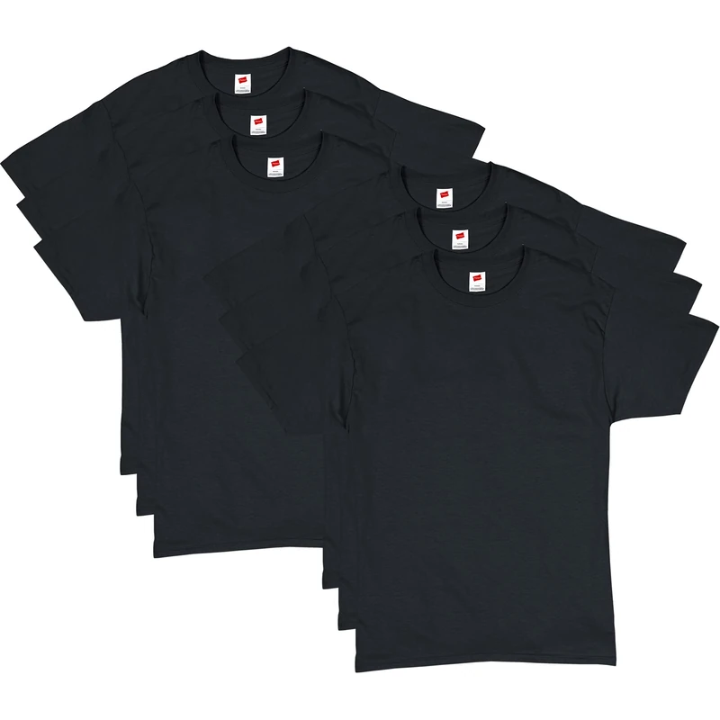 Hanes Men's Essentials Pack, Crewneck Cotton T-Shirts, 4 Available, Black-6 Pack, 3XL (Pack of 6)