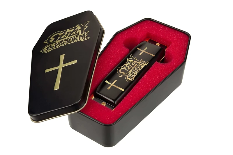 HOHNER Ozzy Osbourne Harmonica C Major - Coffin Box, Black/Gold (M666) - Image 1