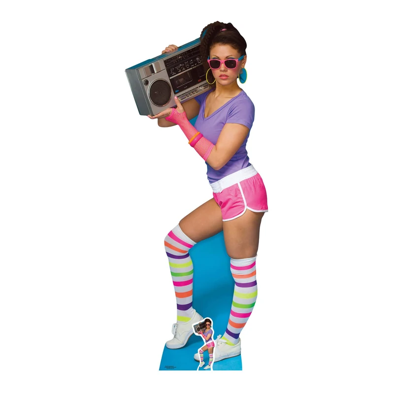 Star Cutouts Ltd SC1023 80's Neon Boombox Girl, Cardboard, Multi-Colour, 177 x 73 x 177 cm