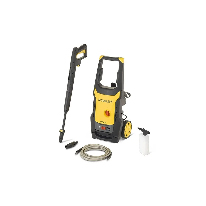 Stanley 14127, 1400W Pressure Washer with Aluminium Pump, 110 Bar, Universal Motor, 6m Hose, Quick Connect, Black & Yellow