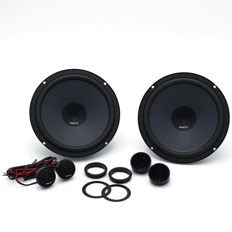 Hertz K 165 2-Way Component Car Speaker Kit, Uno Series, with 165 mm Woofer, 24 mm PEI Tweeter, Integrated Crossover, 75W RMS, 300W Peak, 4 Ohm, Black - Image 1